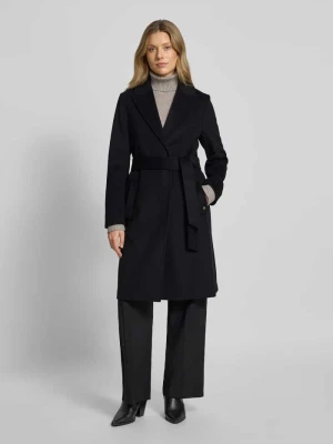 Płaszcz wełniany o kroju regular fit z wiązanym paskiem w talii s.Oliver BLACK LABEL