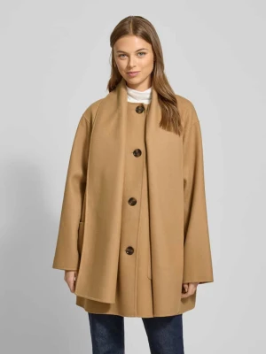 Płaszcz wełniany o kroju relaxed fit z wbudowanym szalem model ‘CLEMENTINE’ Barbour
