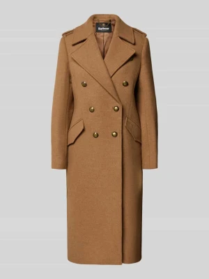 płaszcz wełniany z dwurzędową listwą guzikową Barbour Camel