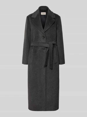 płaszcz wełniany z wiązanym pasek model 'WKDBRONTE' Weekend Max Mara Antracytowy