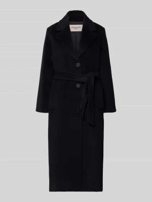 płaszcz wełniany z wiązanym pasek model 'WKDBRONTE' Weekend Max Mara Czarny