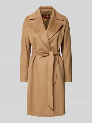 płaszcz wełniany z wiązanym paskiem Max Mara Camel