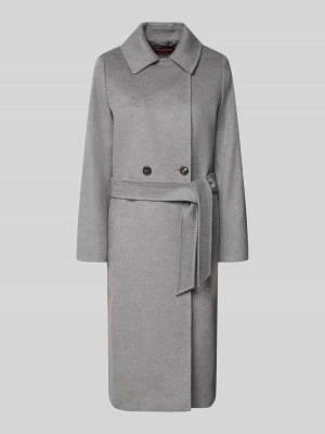 płaszcz wełniany z wiązanym paskiem model 'BCOLLAG' Max Mara Średnioszary