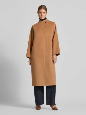 Płaszcz wełniany ze stójką i detalem w postaci guzików Style Icon Collection Camel