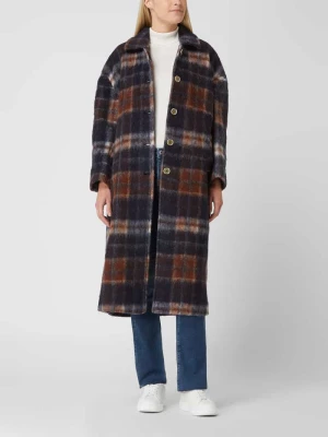 Płaszcz wełniany ze wzorem w kratę model ‘Geomark’ American vintage