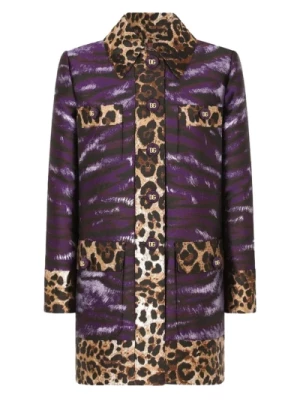 Płaszcz z dżakardu z nadrukami leoparda i tygrysa Dolce & Gabbana