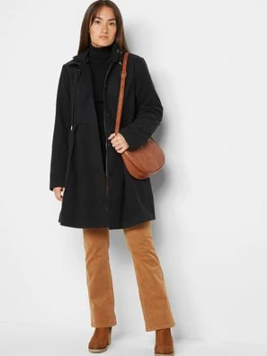Płaszcz z kapturem i zakładkami bonprix