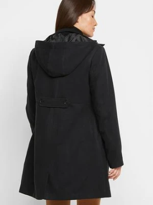 Płaszcz z kapturem i zakładkami bonprix