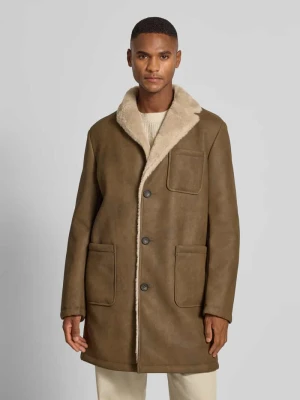 Płaszcz z materiału skóropodobnego z podszewką ze sztucznego futra model „LORD” CINQUE