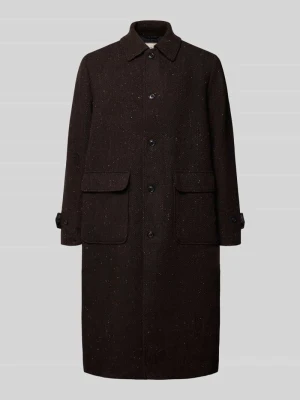 Płaszcz z mieszanki wełny z kieszeniami z patką i mankietowymi paskami (regulatorami na rękawach) Les Deux Ciemnobrązowy