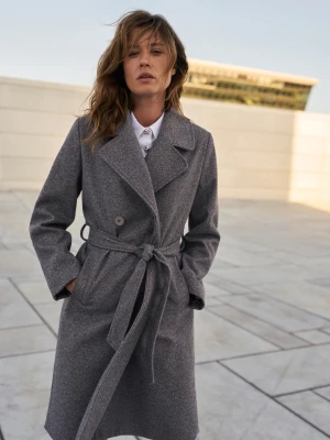 Płaszcz z paskiem szary Moodo