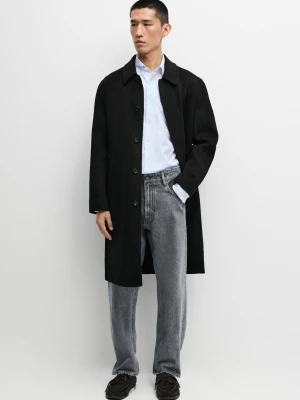 Płaszcz Z Wełnianej Mieszanki - Czarny - Massimo Dutti - Male