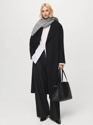 Płaszcz z wełny manteco z paskiem czarny - Kobieta - - MANGO