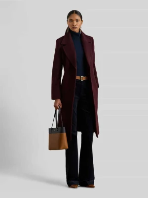 Płaszcz z wełny z wiązanym paskiem Lauren Ralph Lauren Bordowy