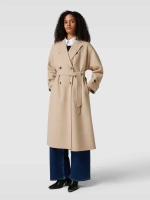 Płaszcz z wiązanym paskiem model ‘AFFETTO’ Weekend Max Mara Piaskowy