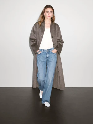 Płaszcz Z Wysokim Kołnierzem Z Mieszanki Wełny - Szary - - Massimo Dutti - Kobieta