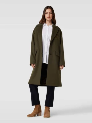 Płaszcz z żywej wełny z kołnierzem z połami Tommy Hilfiger Oliwkowy