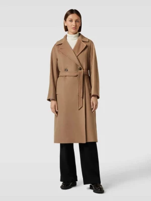 Płaszcz z żywej wełny z wiązanym paskiem model ‘RESINA’ Weekend Max Mara