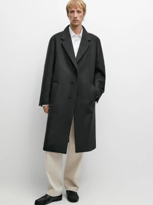 Płaszcz Ze 100% Wełny Z Klapami - Brudnoszary - Massimo Dutti - Male