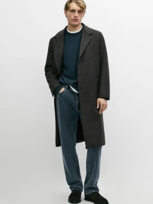 Płaszcz Ze 100% Wełny Z Klapami - Brudnoszary - Massimo Dutti - Male