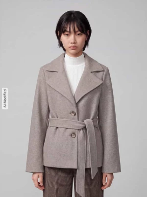 płaszcz ze sztucznego futra o kroju regular fit z wiązanym paskiem model 'FORTUNEMAJA' Vero Moda Piaskowy