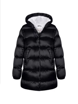 Płaszcz zimowy dla dziewczynki czarny z kapturem Minoti