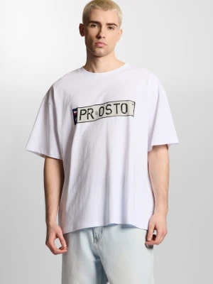 Plates t-shirt boxy męski bawełniany jasnoniebieski Klasyk