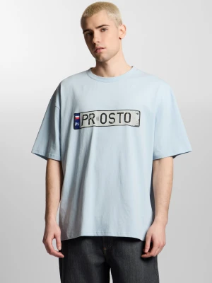 Plates t-shirt boxy męski bawełniany niebieski Klasyk