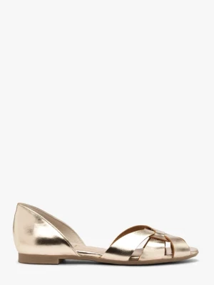 Platynowe baleriny damskie płaskie Ryłko