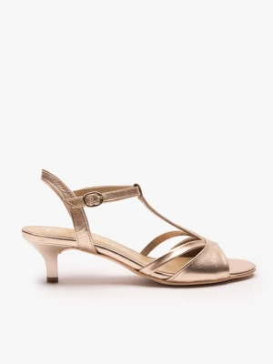 Platynowe sandały t-bar na obcasie Ryłko