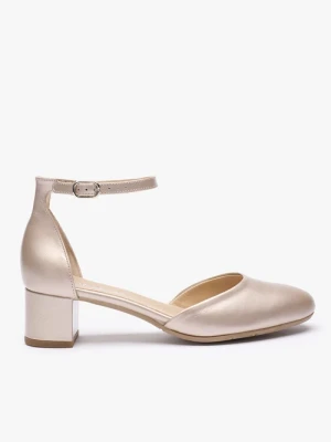 Platynowe ślubne czółenka ze skóry licowej Ryłko