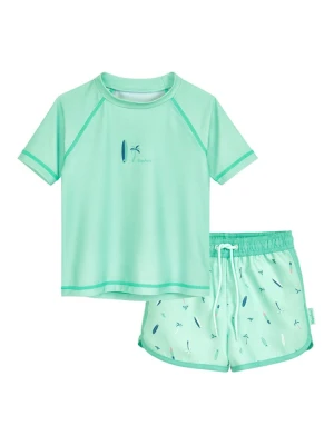 Playshoes 2-częściowy zestaw kąpielowy "Surfboard Palms" w kolorze miętowym rozmiar: 122/128