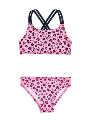 Playshoes Bikini "Leo-Print" w kolorze jasnoróżowo-czarnym rozmiar: 110 / 116
