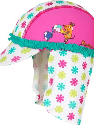 Playshoes Czapka w kolorze białym ze wzorem z osłoną karku rozmiar: 53 cm