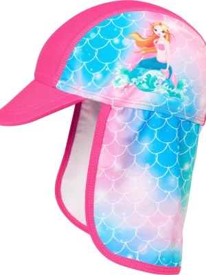 Playshoes Czapka w kolorze różowym ze wzorem z osłoną karku rozmiar: 53 cm
