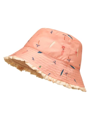 Playshoes Dwustronny kapelusz przeciwsłoneczny "Surfboard Palms" w kolorze jasnoróżowym rozmiar: 53 cm