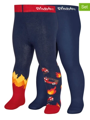 Playshoes Rajstopy (2 pary) w kolorze granatowo-czerwonym rozmiar: 74/80