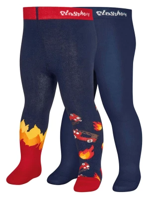 Playshoes Rajstopy (2 pary) w kolorze granatowo-czerwonym rozmiar: 98/104