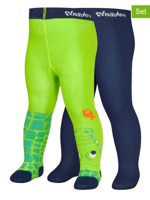 Playshoes Rajstopy (2 pary) w kolorze granatowo-zielonym rozmiar: 86/92