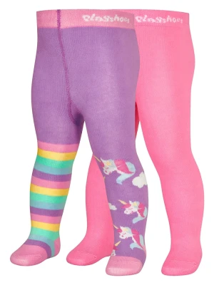Playshoes Rajstopy (2 pary) w kolorze jasnoróżowym i fioletowym rozmiar: 122/128