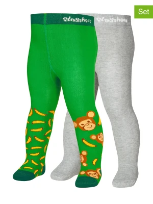 Playshoes Rajstopy (2 pary) w kolorze zielonym i szarym rozmiar: 122/128