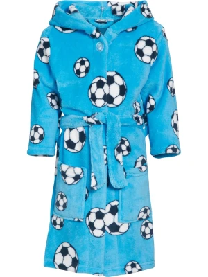 Playshoes Szlafrok "Football" w kolorze niebieskim ze wzorem rozmiar: 158 / 164
