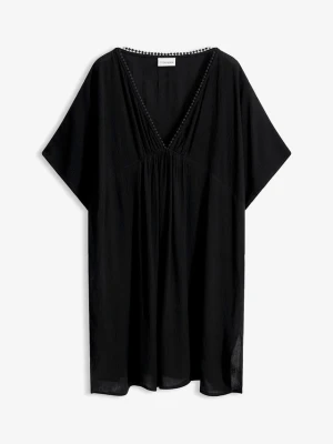 Plażowa tunikowa oversize z marszczonego materiału BonPrix czarny