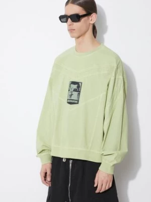 PLEASURES bluza bawełniana Mentor Crewneck męska kolor zielony z aplikacją P24SP044.MATCHA