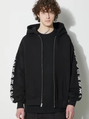 PLEASURES bluza Oe Zip Up Hoodie męska kolor czarny z kapturem z aplikacją P23W038.BLACK