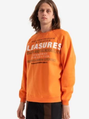 PLEASURES bluza Permanent Crewneck męska kolor pomarańczowy z nadrukiem P22SP017-BLACK P22SP017-ORANGE