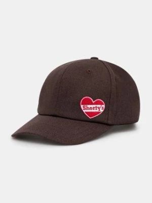 PLEASURES czapka z daszkiem bawełniana Heart Snapback kolor brązowy z aplikacją P24F019