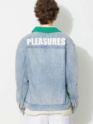 PLEASURES kurtka Fried Trucker Jacket męska kolor zielony przejściowa P23SP004-GREEN