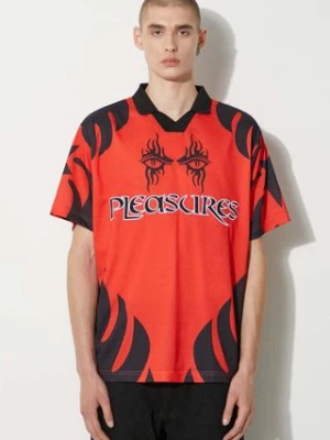 PLEASURES polo Afterlife Soccer Jersey męski kolor czerwony wzorzysty P24SU013-RED