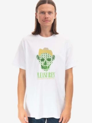 PLEASURES t-shirt bawełniany Cowboy kolor biały z nadrukiem P22F059-WHITE P22F059-WHITE